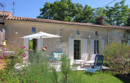 vue de la terrasse sud et du jardin (ornemental et aromatique) Gîte n°G4378 Saint-Savin - Gironde - vue de la terrasse sud et du jardin (ornemental et aromatique)